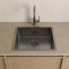 Pure.Sink Luxion Gunmetal sink, 36x40 cm, undermount, flush-mount, and top-mount, PLX3640-61